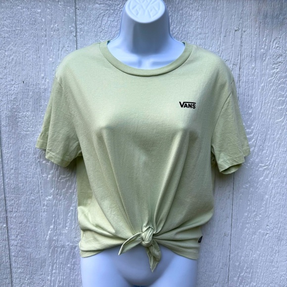 VANS Official Women's Mint Green Front Knot Tie Crop Top T-Shirt Medium - Picture 1 of 5